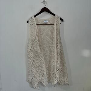 Women’s Hippie Bohemian Cottage Core Crochet Vest Cardigan Renaissance (0651)